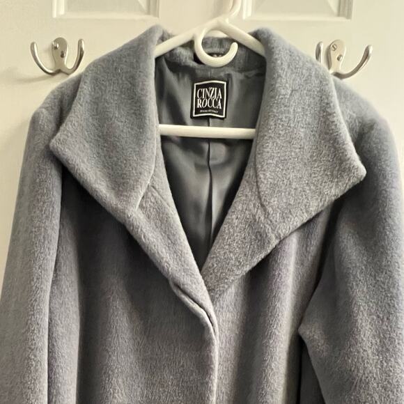CINZIA ROCCA Saks Fifth Avenue Piacenza Baby Llama Luxury Trench Coat Grey - Picture 11 of 14